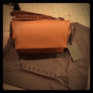 New - All saints Maya soft clutch - color caramel